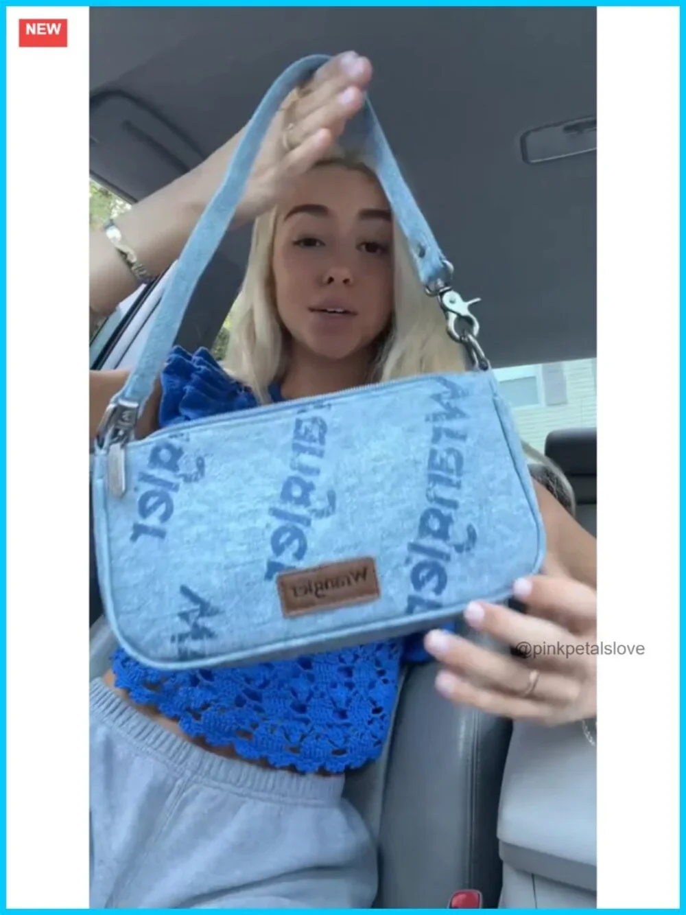 Top-Handle Hobo Handbag with Denim Print Clutch Shoulder Bag